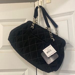 Vintage 90's Vera Bradley Black Quilted Chain Strap Shoulder Bag